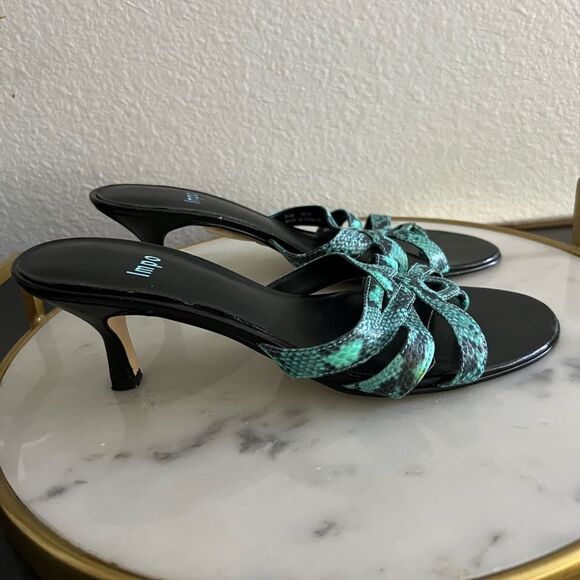 IMPO Women’s Thing Heeled Sandals Animal Snake Black Green 8.5 - Picture 4 of 6